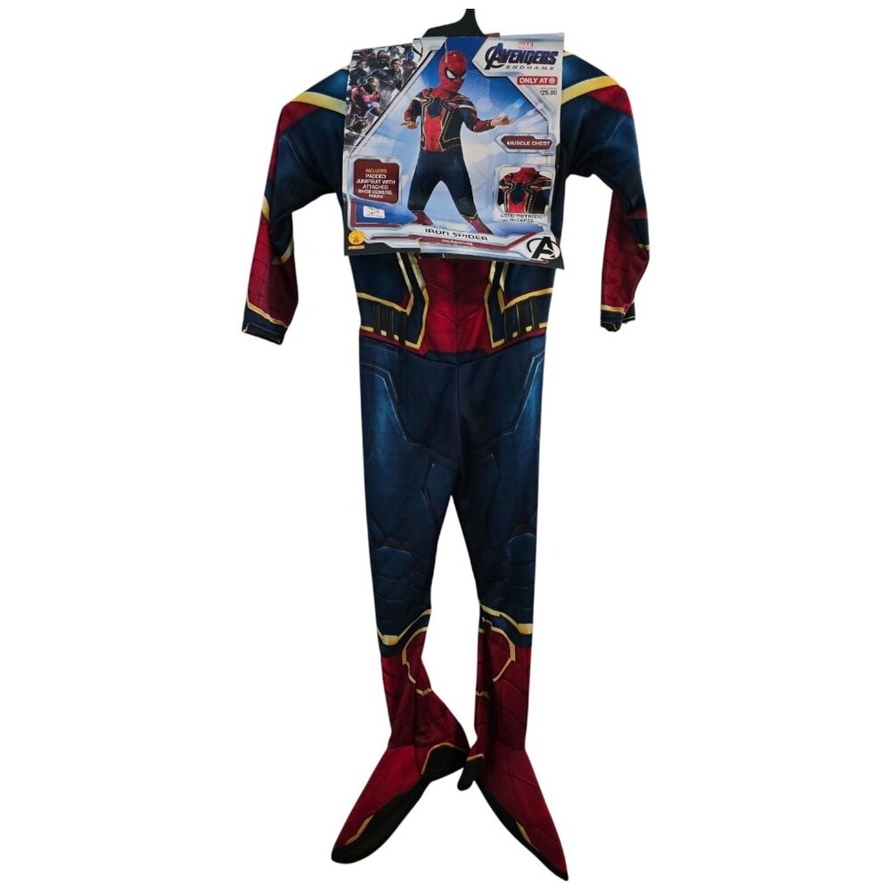 Marvel Avengers Endgame Iron Spider Costume Kids Small 4-6 Muscle Chest Mask NEW - Picture 1 of 7